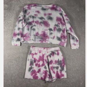Free People Kelly Washed Tie-Dye Sweatshirt, Hyacinth/Charcoal Size M